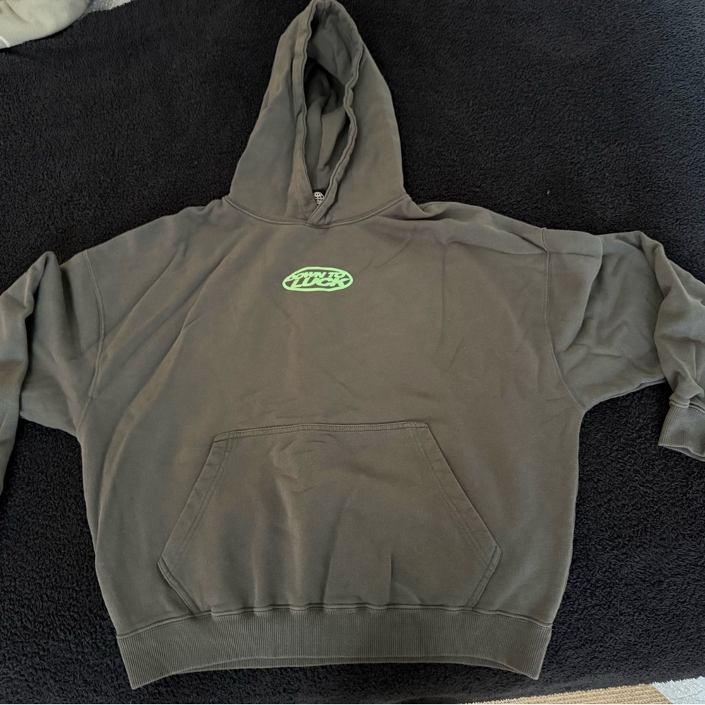 Cold Culture Mens Grey/Blue Pullover Hoodie with Neon Logo